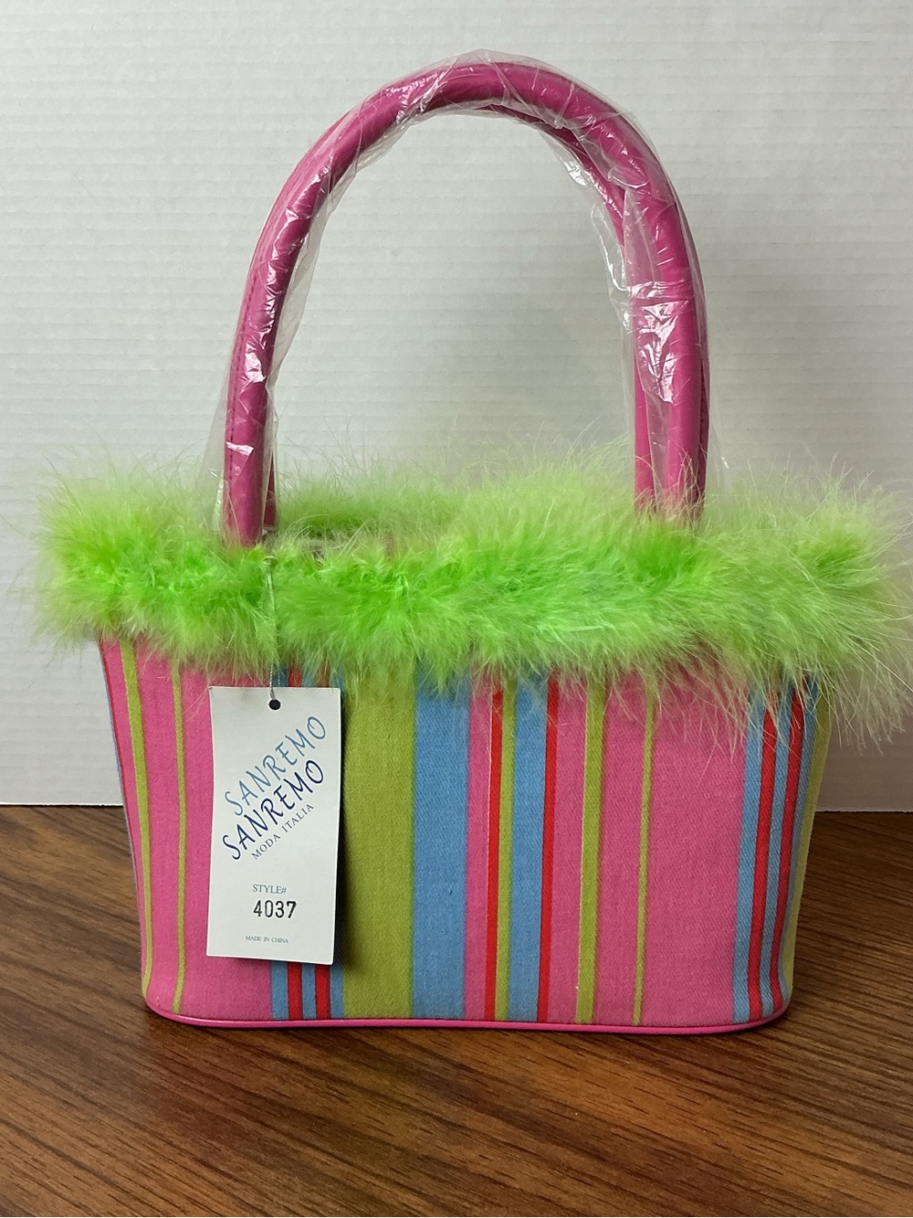 NWT Sanremo Y2K Striped Women's Top Handle Bag Vintage